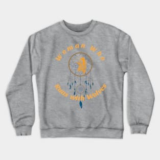 Wolf Dream Catcher Woman's Wolf Design Crewneck Sweatshirt